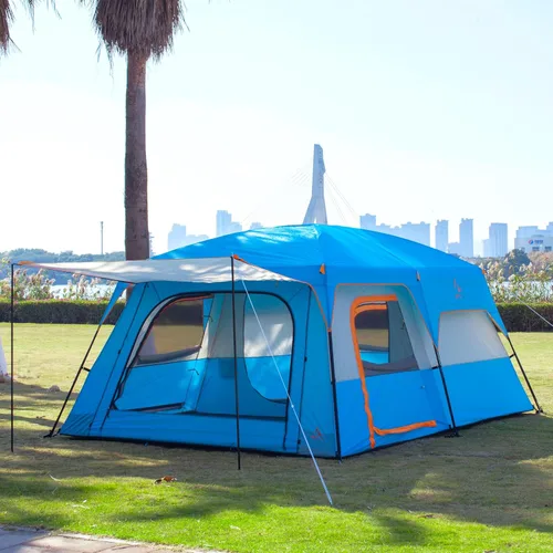 Vista 7 de KTT Extra Large Tent 10-12-14 Person(Style-B),Family Cabin Tents,2 Rooms,3 Doors and 3 Windows with Mesh,Straight Wall,Waterproof,Double Layer,Big