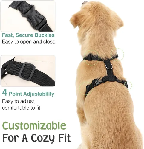 Vista 4 de VavoPaw Cinturón de Seguridad para Perros, Chaleco de Seguridad Arnés para Perros de Coche con Hebilla Ajustable, Cinturón de Seguridad para Perros