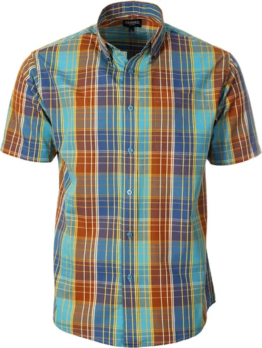 Vista 16 de Gioberti Men's Casual Plaid Button Down Short Sleeve Shirt 1162 - Royal / Negro / Gris
