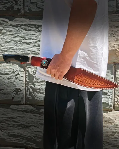 Vista 4 de Espada de machete táctica hecha a mano – Cuchillo de supervivencia y combate de acero 5160 de espiga completa con mango G10, Katana resistente