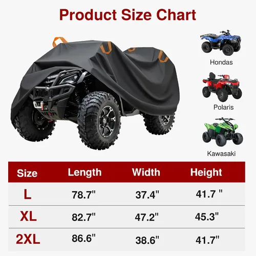 Vista 2 de Puroma Cubierta para ATV, L 78.7'' Impermeable para Exteriores Resistente 4 Ruedas Quad a Prueba de Todo Clima Protección UV para Polaris