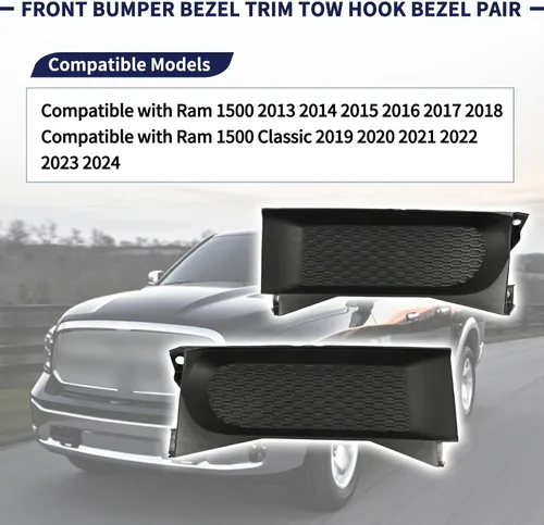 Vista 2 de 68196984AA - Par de bisel de parachoques delantero para Ram 1500 2013-2018 1500 Classic 2019-2024, cubierta de panel de relleno de parachoques