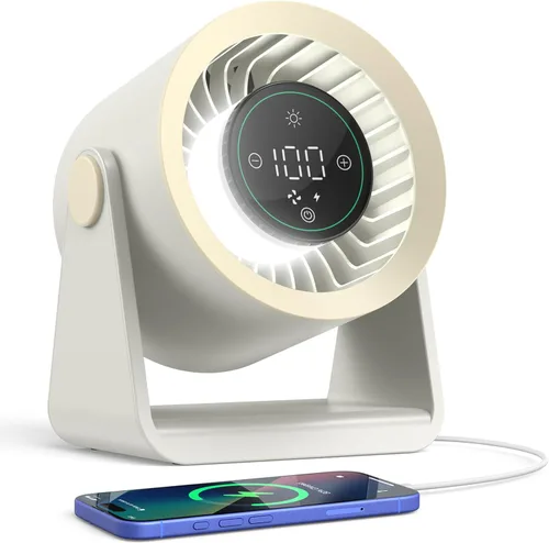 Vista 10 de Ausic Potente ventilador de escritorio ultra silencioso para dormitorio, ventiladores pequeños turbo de 15200 mAh para enfriarse y dormir