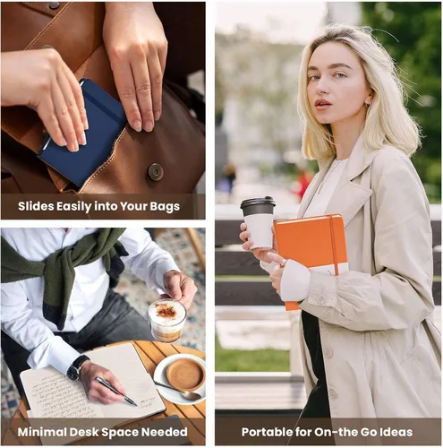 Vista 7 de Cuadernos con líneas para escribir de 5.5 x 8.2 pulgadas, 160 páginas tamaño A5 con bolsillo expandible, cuadernos de tapa dura para el trabajo