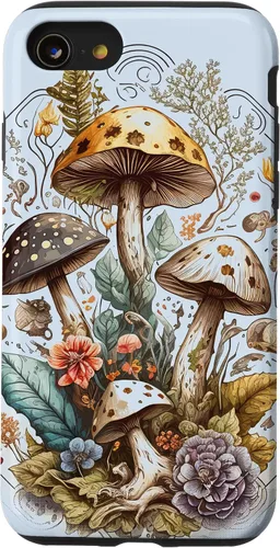 Vista 18 de iPhone 16 Mushroom Tarot Card Goth Emo Occult Astrology Women Girls Case