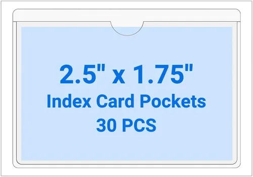 Vista 172 de 30 PCS Clear Self Adhesive Plastic Label Pockets, Top Loading Business & Library Index Card Holders, Peel and Stick Sleeves for Storage Bins, Totes