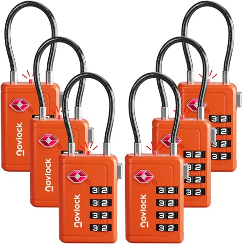 Vista 10 de Cerradura de equipaje aprobada por la TSA Indicador de inspección, combinación de 4 dígitos, aleación de zinc duradera para maletas, mochilas