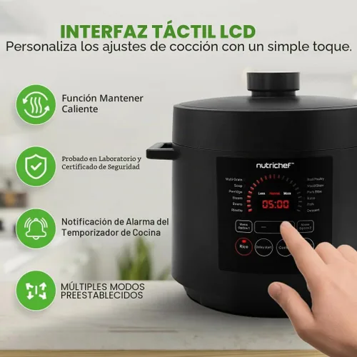 Vista 3 de NutriChef Olla a presión eléctrica de 6 cuartos de galón de capacidad Olla a presión digital de encimera de 9 funciones Tiempo y temperatura