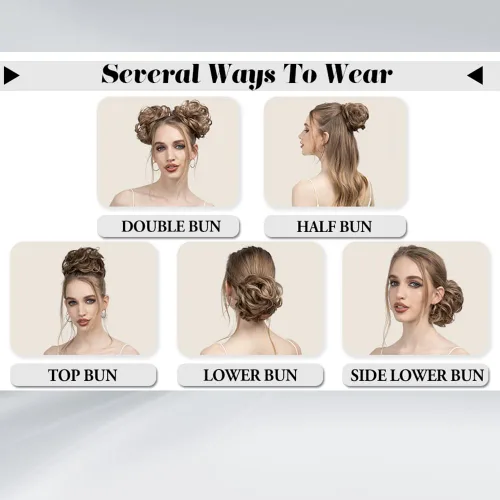 Vista 5 de OMGREAT Extensiones de cabello de moño desordenado, rizado, ondulado, recogido, sintético, para coleta, accesorios para el cabello para mujeres