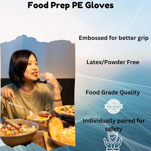 Vista 5 de HYGYNX Disposable Table Top Poly Gloves, Individually Wrapped Gloves Food Handling Gloves, Dining Gloves