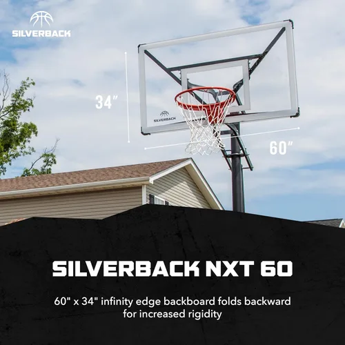 Vista 2 de Silverback NXT. Canasta de baloncesto en tierra de 152 cm con tablero de altura ajustable y diseño QuickPlay NXT 60