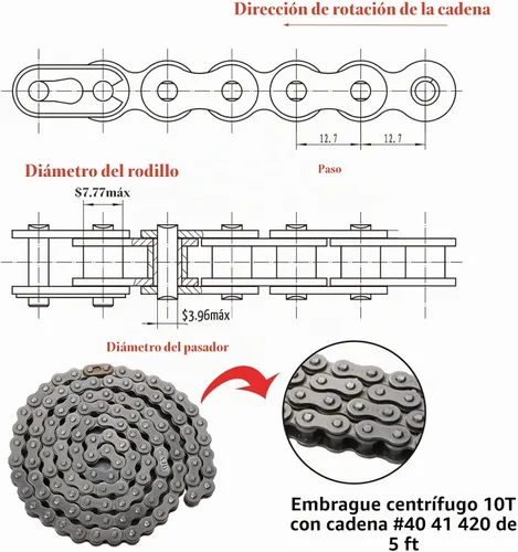 Vista 6 de KIKITE Embrague Go Kart 3/4" Orificio 10 Dientes Para Cadena 40/41/420, Embrague Centrífugo Para Cadena Mini Bicicleta 10T Compatible con Predator