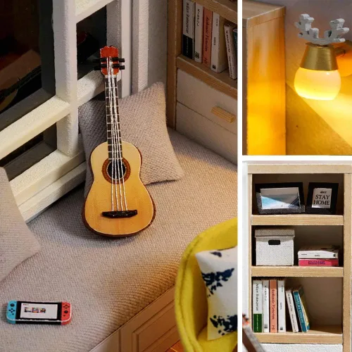 Vista 4 de DIY Miniature Dollhouse Kit with Furniture Plus Dust Proof for Teens Adults