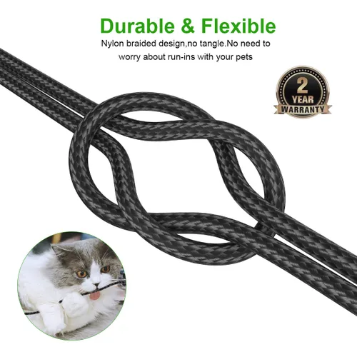Vista 5 de Cable de carga rápida USB universal 5 en 1, 5.9 ft/6 pies USB A/tipo C a rayo + tipo C+Micro USB trenzado de nailon trenzado adaptador de cable