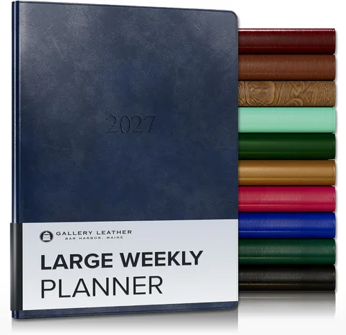 Vista 211 de Gallery Leather Planificador Semanal y Mensual Grande 2025-2026, Calendario Planificador y Cuaderno Elegantemente Encuadernado con Elegantes Bordes