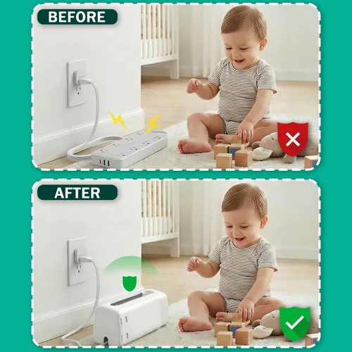 Vista 2 de Babylush - Caja de cubierta para regleta de alimentación a prueba de bebés, 1 paquete Adjustable Length,Baby Proof Cords,Baby Proof Surge