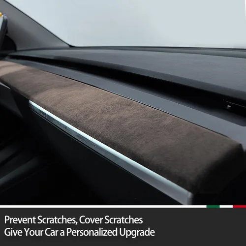 Vista 5 de Adhesivo interior negro para tablero de instrumentos, cubierta de panel de consola central, accesorios de decoración de moldeo para Alcantara Tesla