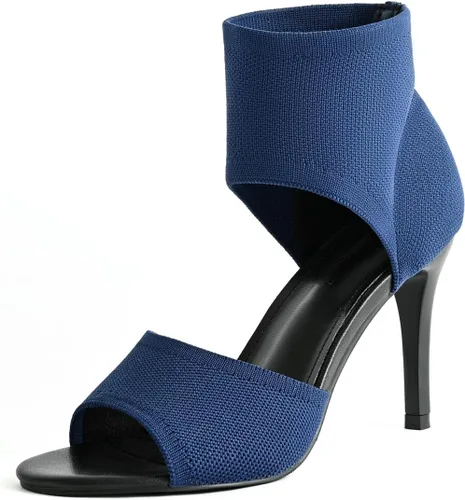 Vista 17 de Tacones de Puntera Abierta para Mujer, Sexys Tacones de Aguja de 3 Pulgadas, Sandalias de Tacón para Mujer con Puntera Abierta, Amplias, de Tejido