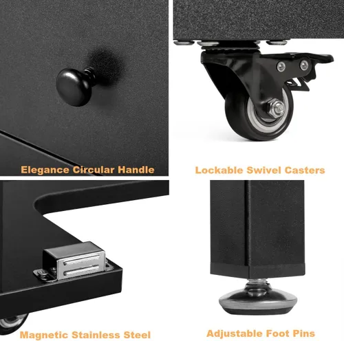 Vista 5 de Mesa de manicura plegable – Estación de escritorio plegable para uñas con ventilación eléctrica descendente, ruedas bloqueables, reposabrazos