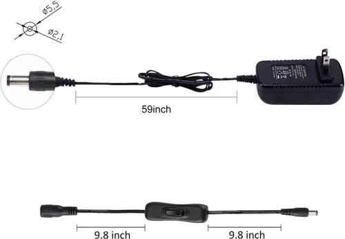 Vista 2 de AIBOO Fuente de alimentación de 12 V 1.5 A, adaptador de corriente de enchufe de pared de 18 W con conector macho de 0.217 x 0.083 in, transformador
