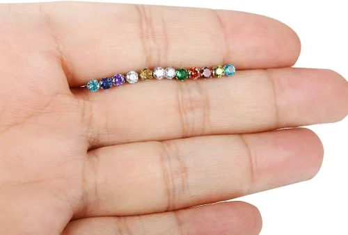 Vista 10 de Jstyle Aretes hipoalergénicos para mujeres y hombres, aretes de acero inoxidable quirúrgico con piedra natal, aretes coloridos de circonita cúbica