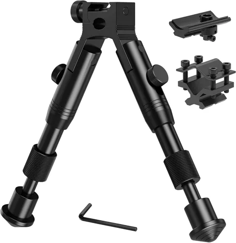 Vista 10 de TWOD - Bípodes tácticos ajustables para rifle de 6-9/6.3-6.9 pulgadas, riel Picatinny con adaptador adicional Bipod with Mount Adapter for Hunting