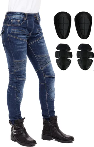 Vista 8 de Skylinewears Women's Reinforced Motorcycle Riding Jeans Biker Racing Pants with Aramid Lining and Removable Padding