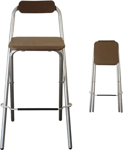 Vista 7 de Taburete de bar plegable moderno de acero para desayuno, asiento de plástico, sillas plegables para exteriores, silla de comedor impermeable