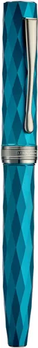 Vista 2 de HONG DIAN N11 Pluma estilográfica, punta extrafina suave recubierta de titanio en color negro, diseño geométrico azul pavo real y rombo con estuche