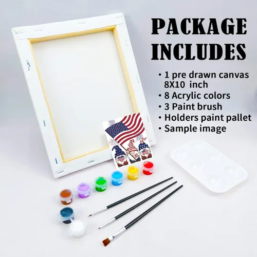 Vista 5 de VOCHIC Kit de pintura en lienzo predibujado para pintura para adultos, kits de fiesta de pintura y sorbos, suministros de fiesta de 8 x 10 pulgadas