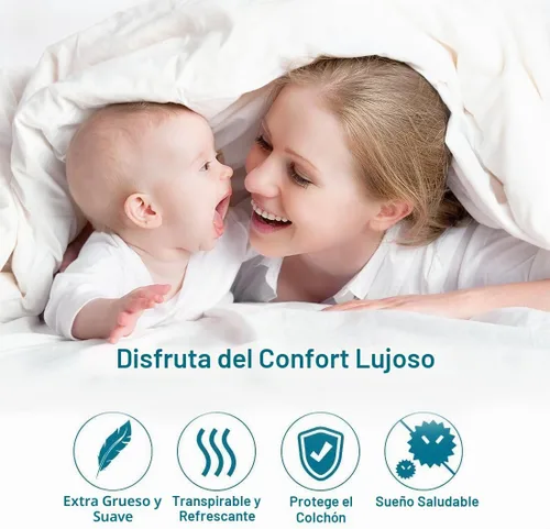 Vista 4 de CHOKIT Cubrecolchón Queen, Cubrecolchón de Almohada Extra Grueso para Alivio del Dolor de Espalda, Cubrecolchón de Cama Refrescante con Bolsillo