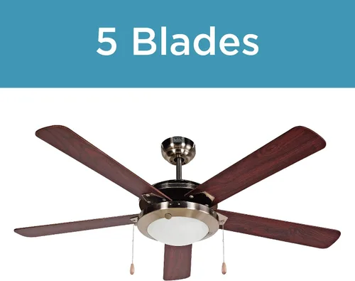 Vista 4 de BLACK+DECKER Ventilador de techo de 52 pulgadas con kit de luz y cadena de tracción, 5 aspas, vidrio esmerilado blanco