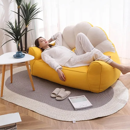 Vista 5 de HWOEK Lazy Sofa puff con reposapiés – sin relleno, funda suave para puf, almacenamiento de animales de peluche o asiento de tumbona de espuma