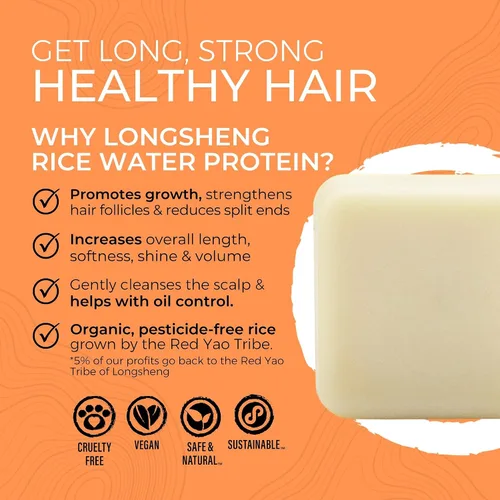 Vista 2 de Viori Citrus Yao - Barra de acondicionador hecha con agua de arroz, acondicionador orgánico totalmente natural hecho a mano