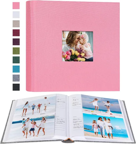 Vista 43 de Mublalbum - Pequeño álbum de fotos 4x6 con cubierta de lino y áreas de notas, libro de fotos con bolsillos verticales para boda, familia, bebé
