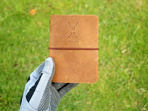 Vista 6 de Handy Picks Libro de registro de golf de cuero, hecho a mano y recargable, libro de golf y yardage incluido