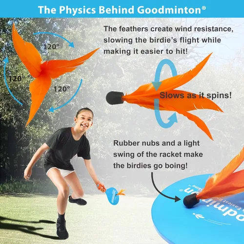 Vista 2 de Goodminton - El juego de raquetas más fácil del mundo: un divertido juego de paleta para interiores y exteriores durante todo el año para niños