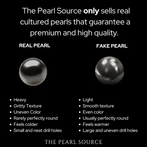 Vista 5 de THE PEARL SOURCE 14K Gold 9-11mm AAAA Quality Round Genuine Silver White Tahitian South Sea Cultured Pearl Necklace in 16" Choker Length for Women