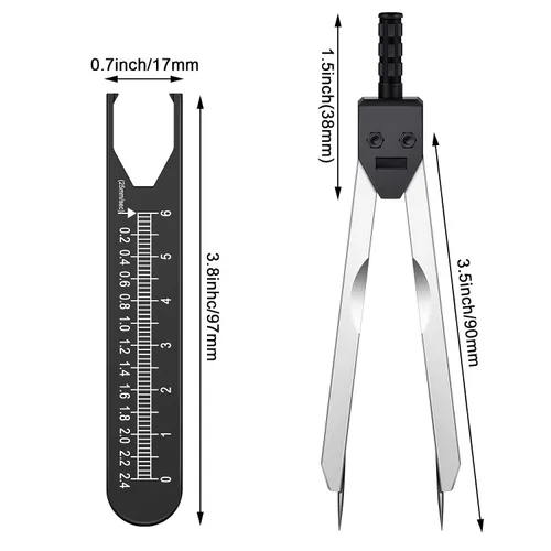 Vista 2 de Frienda 2 piezas de calibrador de ECG calibradores ECG herramienta de medición con regla electrocardiograma divisor de dibujo para enfermería (negro)