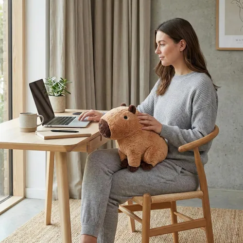 Vista 7 de WEIGEDU Peluche de Nutria Gigante de Peluche – 31 cm de Suave Juguete Kawaii para Niños y Adultos, Peluche de Animal Lindo Marrón, Almohada