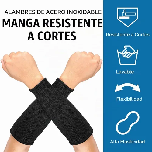Vista 4 de 2 pares de mangas resistentes a los cortes, protección de brazos, nivel 5, mangas protectoras de seguridad para hombres y mujeres