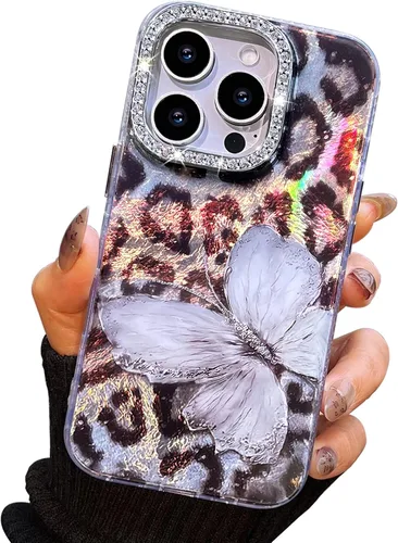 Vista 21 de I-MGAE-IN-AR Funda compacta para iPhone 11, diseño de mariposa, marco de protección de lente de cámara con diamante 3D, bonitas fundas protectoras