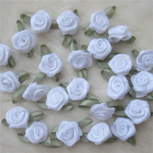 Vista 19 de 200 unids/lote mini lazos de cinta rosas flor raso rosetas tela adorno artificial apliques costura artesanía bricolaje hecho a mano decoración