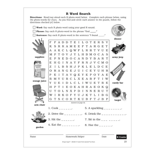 Vista 8 de Super Duper Publications Artic Quickies Reproducible Workbook for Vocalic R Speech Therapy - Articulation Worksheets Educational Learning