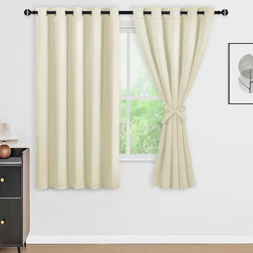 Vista 109 de DWCN - Cortinas 100% opacas para dormitorio con forro negro, cortinas de ventana de doble capa con aislamiento térmico que oscurecen toda la Azul