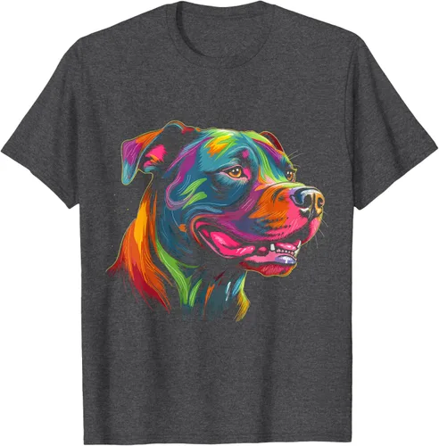 Vista 36 de Pit Bull Mom Dog Lover Colorido Artistic Pitbull Owner - Camiseta para mujer, Negro