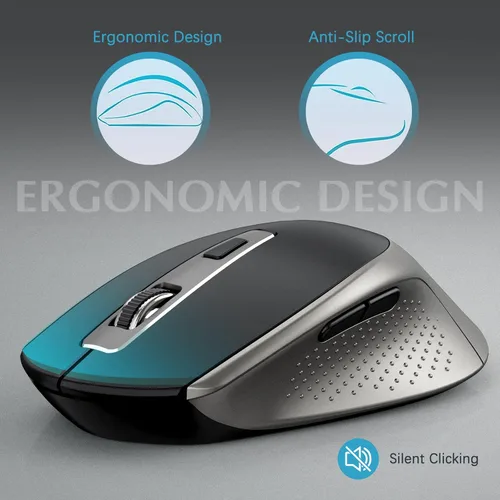Vista 6 de J JOYACCESS - Teclado y mouse inalámbricos, combo de teclado y mouse inalámbricos delgados y ergonómicos, escritura portátil y cómoda