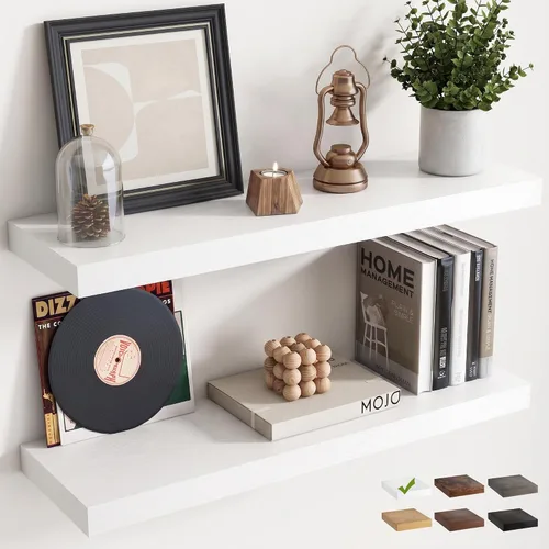 Vista 51 de 16 Inch Floating Shelves for Wall 2 Pack, 8"D Wood Grain Bathroom Shelves Acabado negro