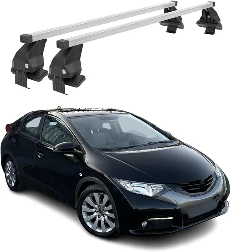 Vista 10 de Barras transversales de techo OMAC para Honda Civic Hatchback 1996-2000, con cierre, 49.9 kg, aluminio, negro, 2 piezas, se ajusta a portaequipajes