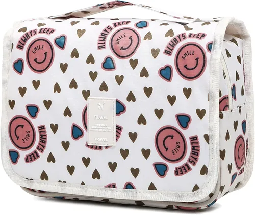 Vista 16 de Sechunk Neceser de maquillaje resistente al agua, bolsa de cosméticos organizador de viaje para accesorios, bolsa de viaje con gancho para colgar